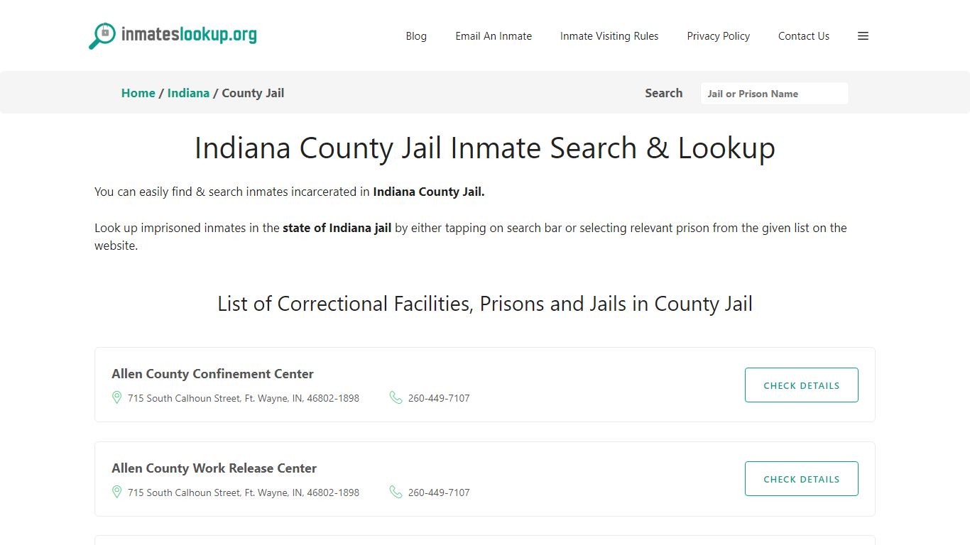 Indiana County Jail Inmate Search & Lookup